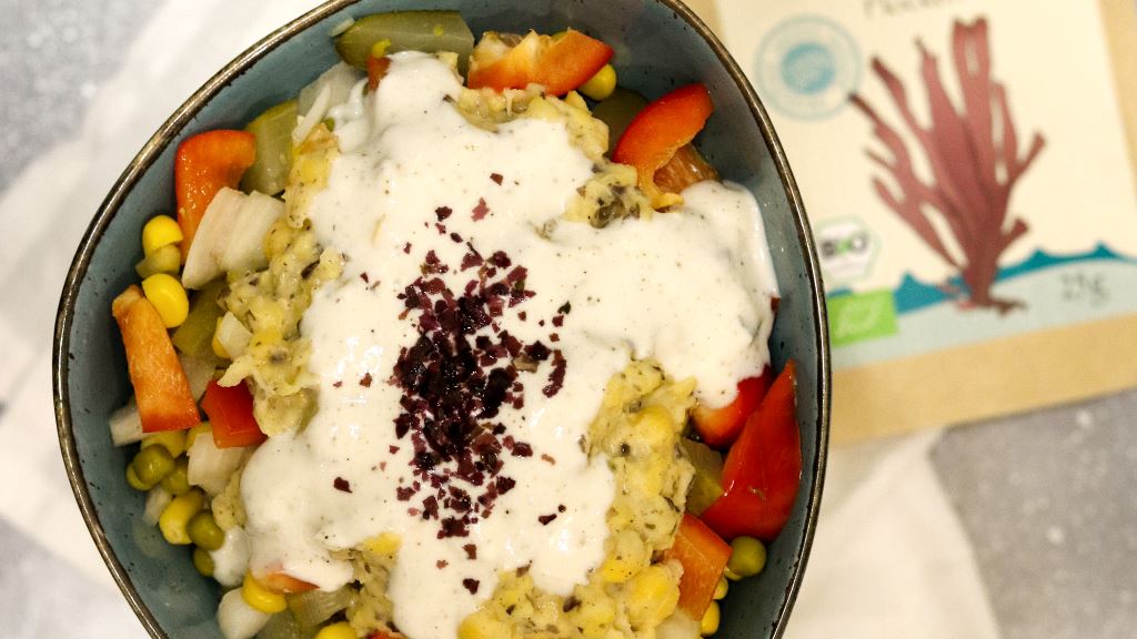 veganer Thunfischsalat aus Kichererbsen und Dulse-Algen