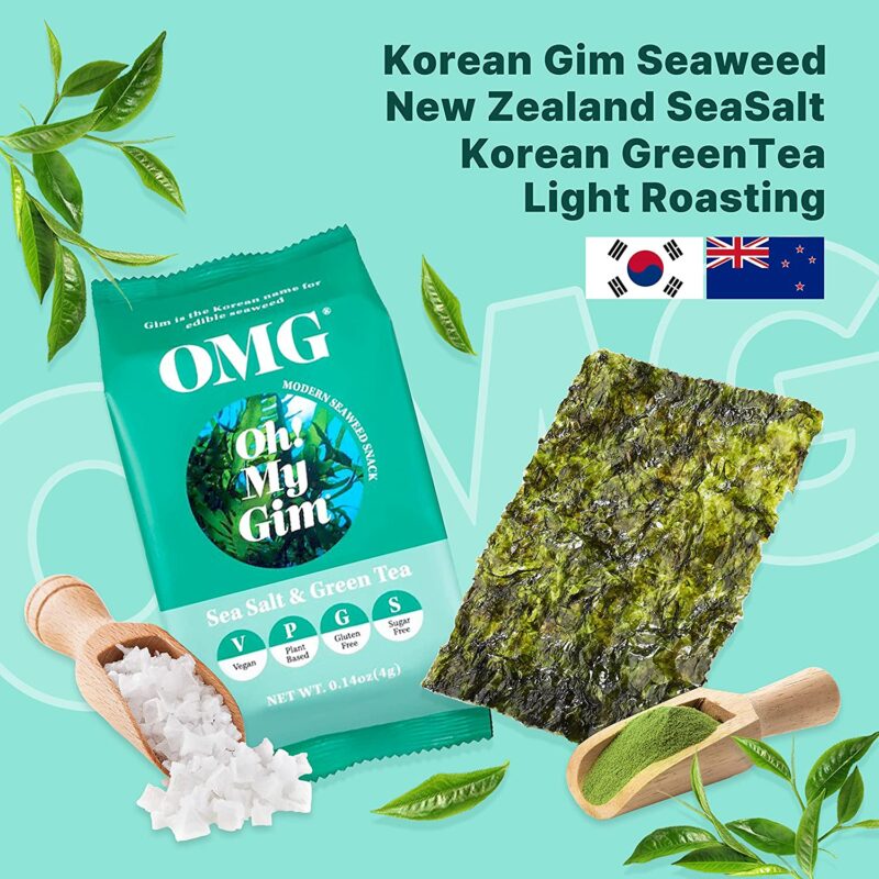 Oh My Gim Koreanischer Algen-Snack Meersalz & grüner Tee – 4g_2