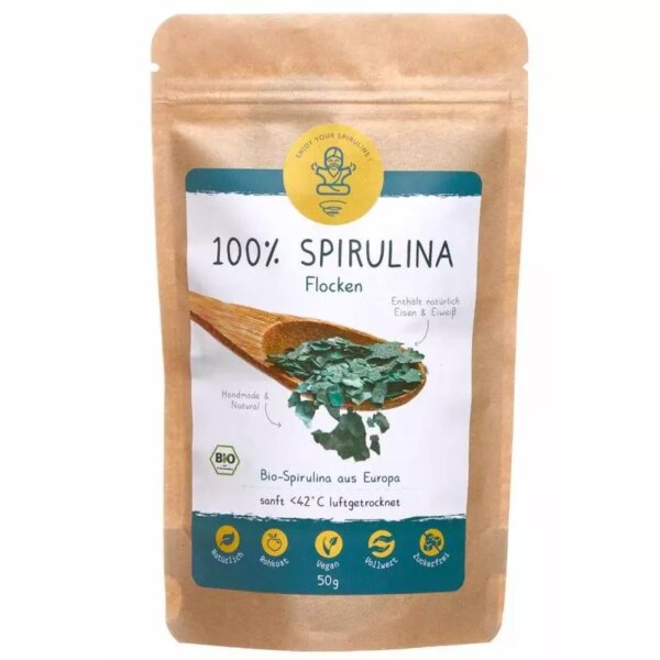 Rohkost-BIO-Spirulina Flocken aus Europa – 50g