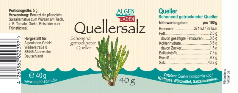 ALGENLADEN Quellersalz 40g Etikett